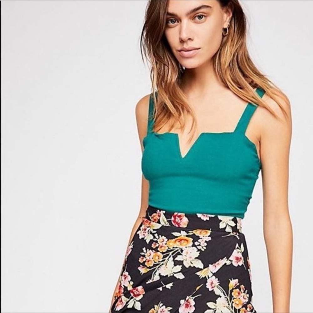 Free People Pippa V-Wire Green Bodysuit